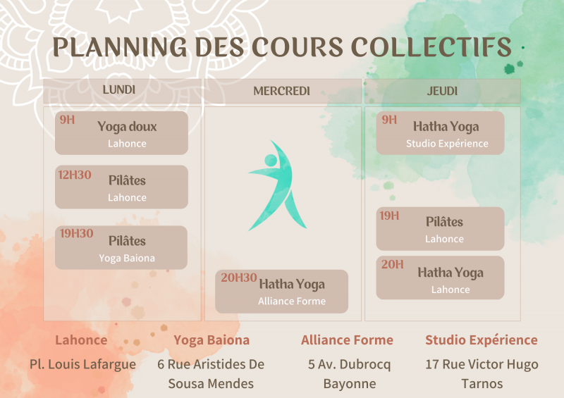 tarifs cours de yoga pilates bayonne